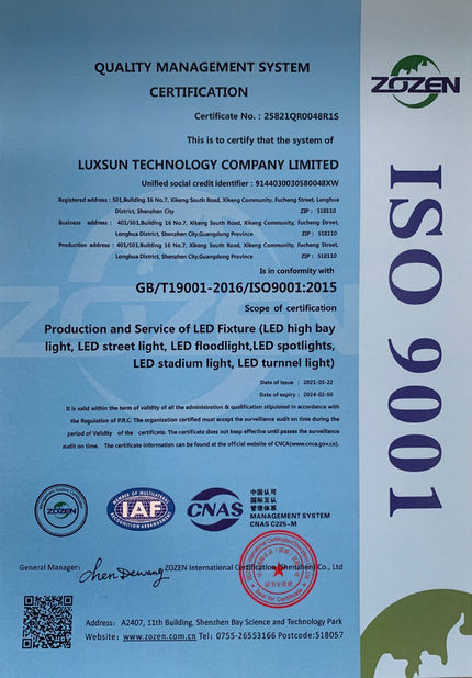 चीन Luxsun lighting Co.,Ltd प्रमाणपत्र