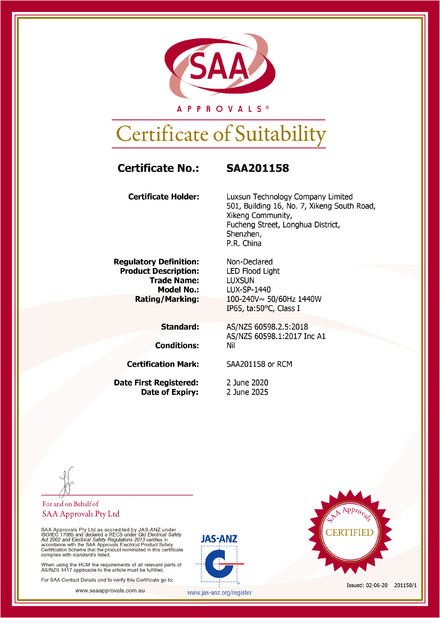 चीन Luxsun lighting Co.,Ltd प्रमाणपत्र