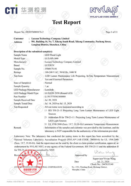 चीन Luxsun lighting Co.,Ltd प्रमाणपत्र